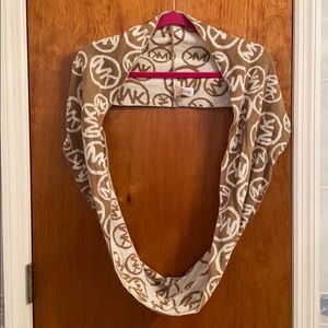 Michael Kors white & tan logo wrap scarf